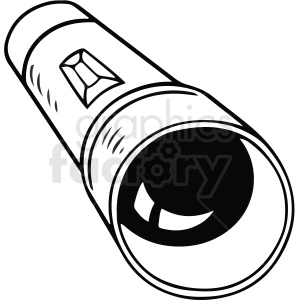 black and white cartoon flashlight vector clipart