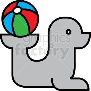 seal playing with beach ball icon