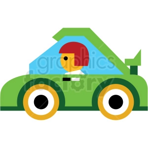 cartoon green race car vector icon