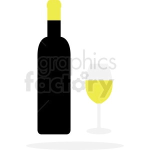 black wine bottle with glass