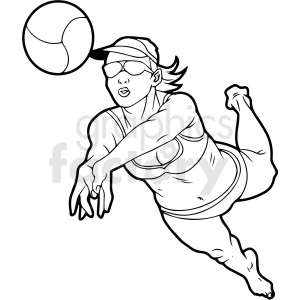 black and white girl volleyball player vector clipart