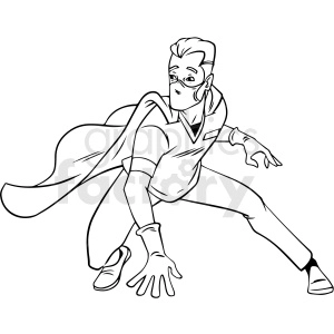 black and white cartoon superhero vector clipart