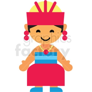 Indonesia female character icon vector clipart