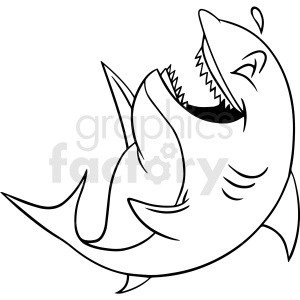 black and white laughing shark vector clipart