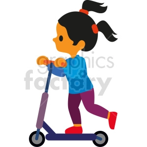 cartoon kid riding scooter vector clipart