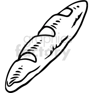 black and white french bread clipart