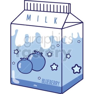 The clipart image shows a cartoon milk carton with blueberries on it, suggesting that the milk is flavored with blueberry.
