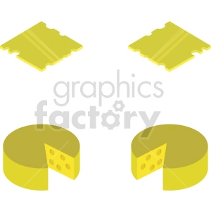 isometric cheese vector icon clipart bundle
