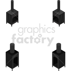 isometric wood burning stove vector icon clipart 1