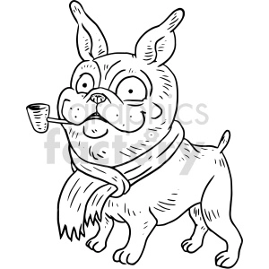 doggie smoking pipe vector graphic
