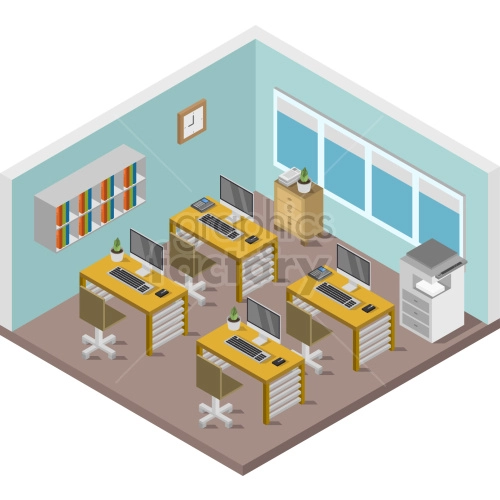 isometric office room vector clipart