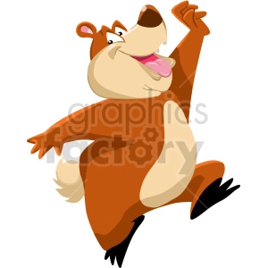 The clipart image shows a cartoon bear, which is a stylized and simplified illustration of a bear. The bear is standing upright on its hind legs with its arms extended outwards. It has a round head with small ears, black eyes, and a black nose. The bear's body is thick and fuzzy, with a light brown color and darker shading around the edges. Overall, the image is meant to be cute and playful, and would likely be used for decorative or illustrative purposes.

