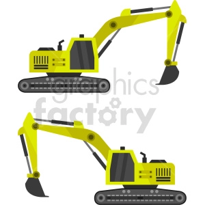 yellow excavators bundle vector graphic