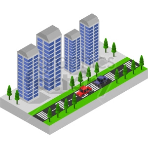 downtown buildings isometric vector graphic