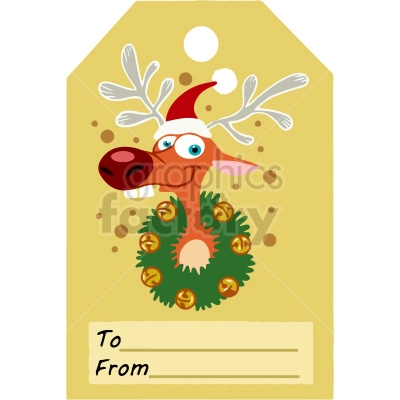 christmas name tag with reindeer vector clipart