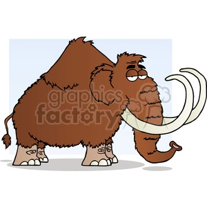 The clipart image depicts a cartoon mammoth character in a comical style. The mammoth is illustrated with exaggerated features typical of cartoons and is intended to be humorous. This character represents a playful interpretation of a prehistoric mammoth, commonly associated with the Stone Age era.