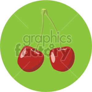 cherries on circle background flat icon clip art