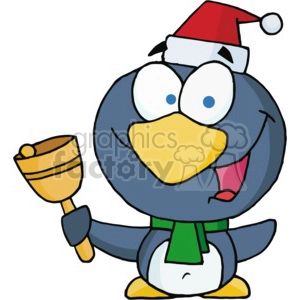 cartoon penguin wearing a Santa hat