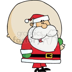 cartoon Santa Claus holding a bag of gifts