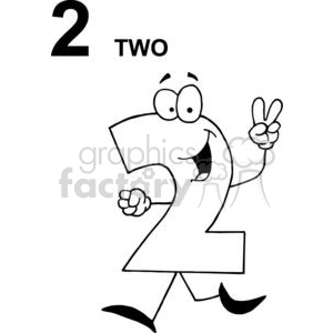 Happy Numbers 2 walking and holding up Two Fingers