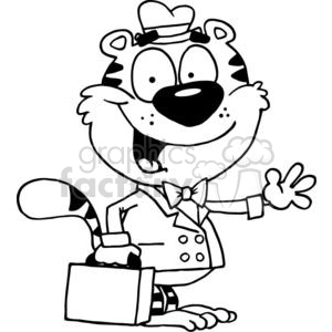 Cartoon Tiger With Briefcase Is Waving A Greeting