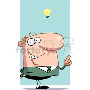 Businessman Has Light Bulb Moment In Front Of A Light Blue Background