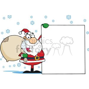 3018-Christmas-Santa-Clause-Presenting-A-Blank-Sign