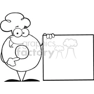 3474-Friendly-Donut-Cartoon-Character-Presenting-A-Blank-Sign