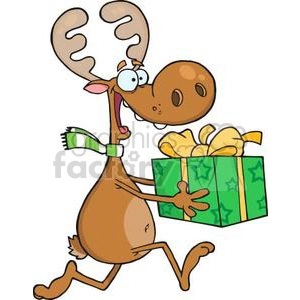 3331-Happy-Reindeer-Runs-With-Gift