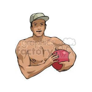 guy holding a red volleyball