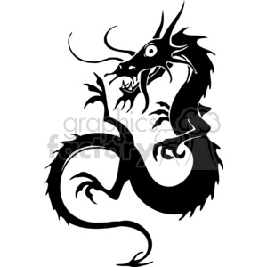 The image features a black and white clipart of a stylized Chinese dragon. The design is bold and simplified with clear contrasts, suitable for vinyl cutting or as a tattoo template.