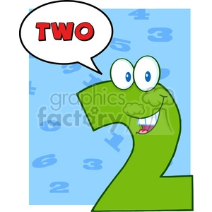 4976-Clipart-Illustration-of-Number-Two-Cartoon-Mascot-Character-With-Speech-Bubble