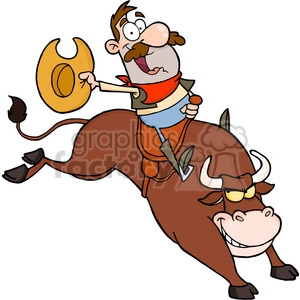 5139-Cowboy-Riding-Bull-In-Rodeo-Royalty-Free-RF-Clipart-Image