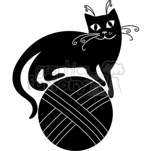 vector clip art illustration of black cat 066