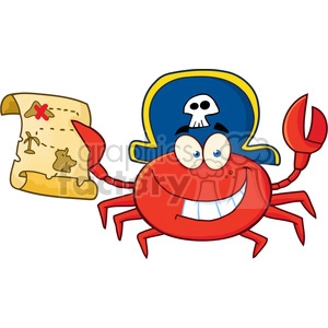 Pirate Crab Holding Treasure Map
