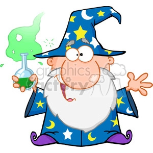 Royalty Free Crazy Wizard Holding A Green Magic Potion
