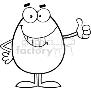 Clipart of Smiling Easter Egg Cartoon Character Showing Thumbs Up