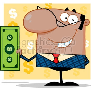 Royalty Free Smiling African American Business Manager Holding A Dollar Bill