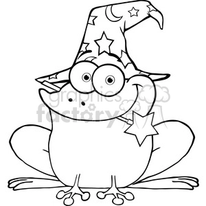 Clipart of Wizard Frog With A Magic Wand In Mouth