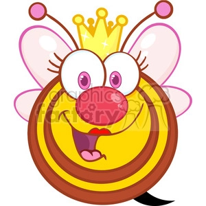 5586 Royalty Free Clip Art Happy Queen Bee Cartoon Mascot Character