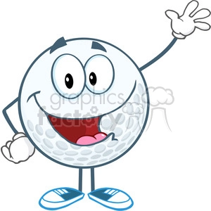 5714 Royalty Free Clip Art Happy Golf Ball Cartoon Character Waving For Greeting