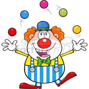 Royalty Free RF Clipart Illustration Funny Clown Cartoon Character Juggling With Balls