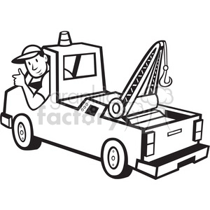 black and white tow truck driver rear