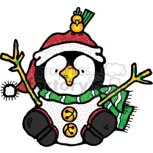 Penguin Snowman with santa hat