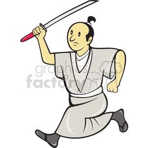 cartoon samuri with sword side