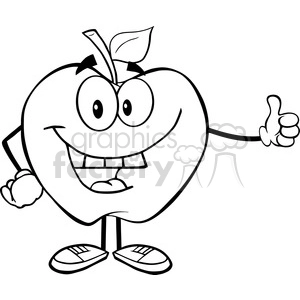 5952 Royalty Free Clip Art Smiling Apple Cartoon Mascot Character Holding A Thumb Up