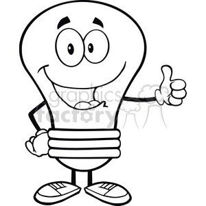 6042 Royalty Free Clip Art Light Bulb Cartoon Mascot Character Giving A Thumb Up