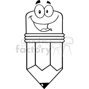 5868 Royalty Free Clip Art Happy Pencil Cartoon Character