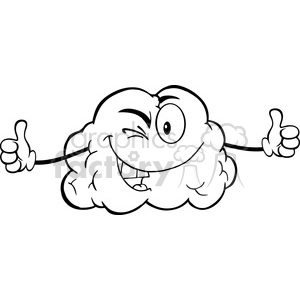 5977 Royalty Free Clip Art Winking Brain Character Giving A Thumb Up