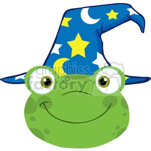 5652 Royalty Free Clip Art Cute Frog Smiling Head With Wizard Hat